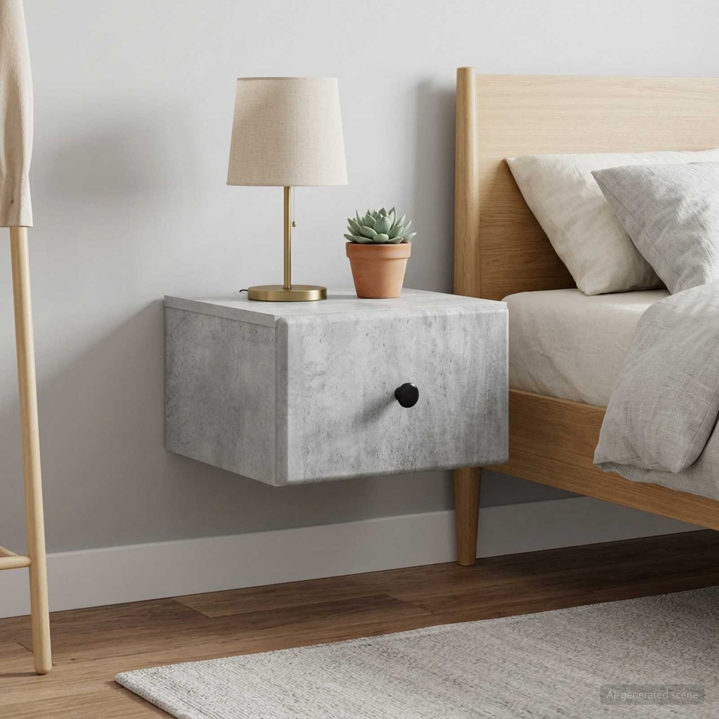 Wall-Mounted Bedside Cabinet 2 pcs Concrete Grey