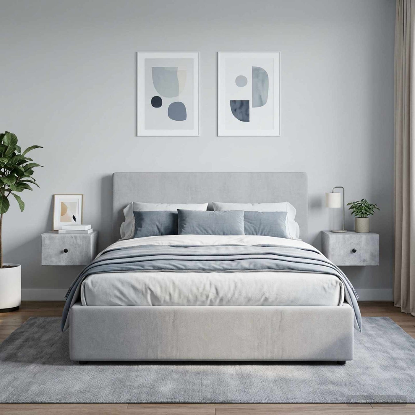 Wall-Mounted Bedside Cabinet 2 pcs Concrete Grey