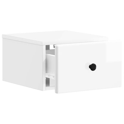 Wall-Mounted Bedside Cabinet High Gloss White 34.5 x 33 x 20 cm
