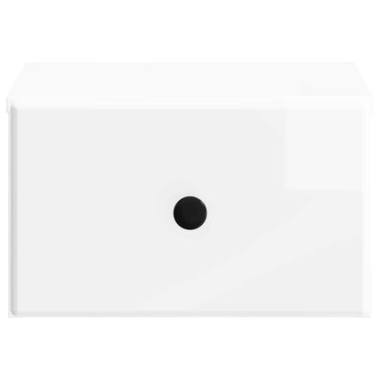 Wall-Mounted Bedside Cabinet High Gloss White 34.5 x 33 x 20 cm