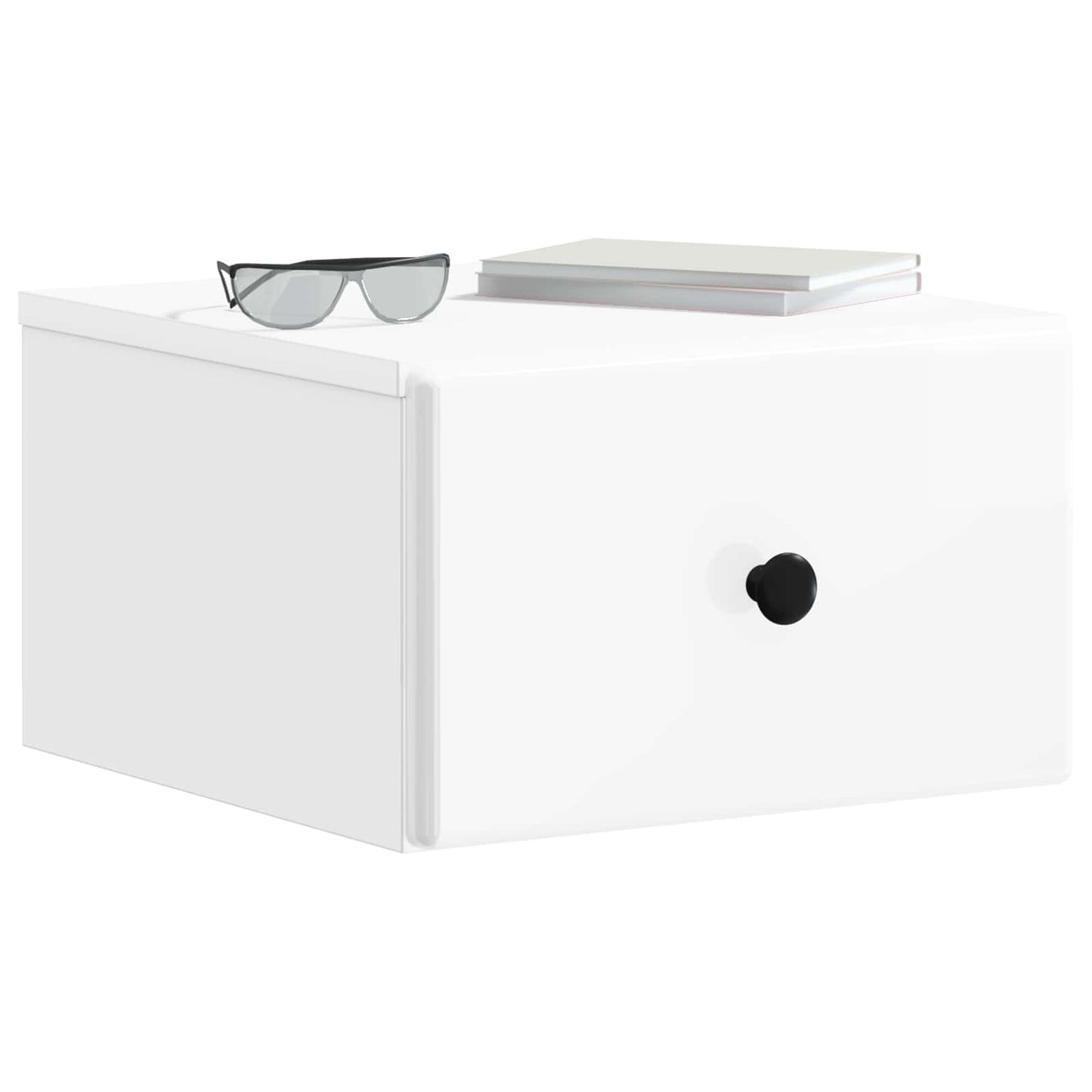 Wall-Mounted Bedside Cabinet High Gloss White 34.5 x 33 x 20 cm