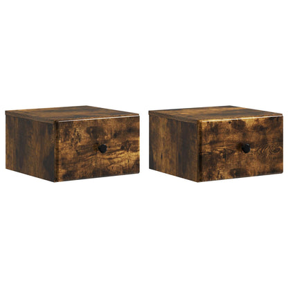 Wall-Mounted Bedside Cabinet 2 pcs Smoked Oak 34.5 x 33 x 20 cm
