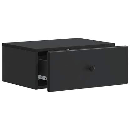 Wall-Mounted Bedside Cabinet Black 49 x 34.5 x 20 cm