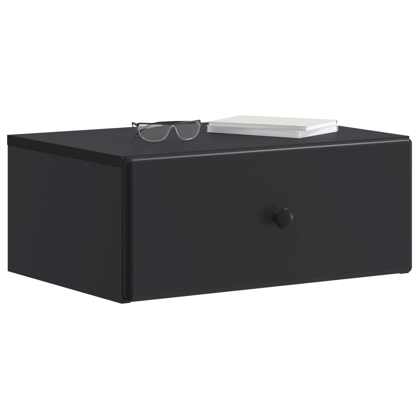 Wall-Mounted Bedside Cabinet Black 49 x 34.5 x 20 cm