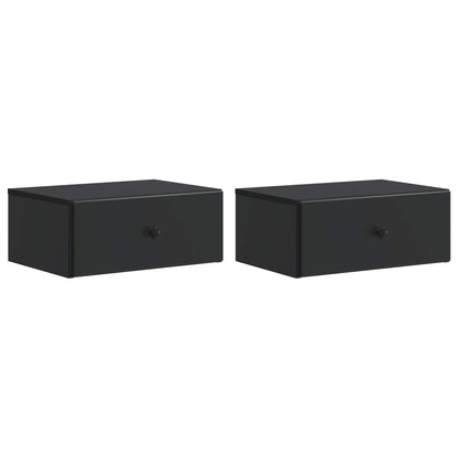Wall-Mounted Bedside Cabinet 2 pcs Black 49 x 34.5 x 20 cm