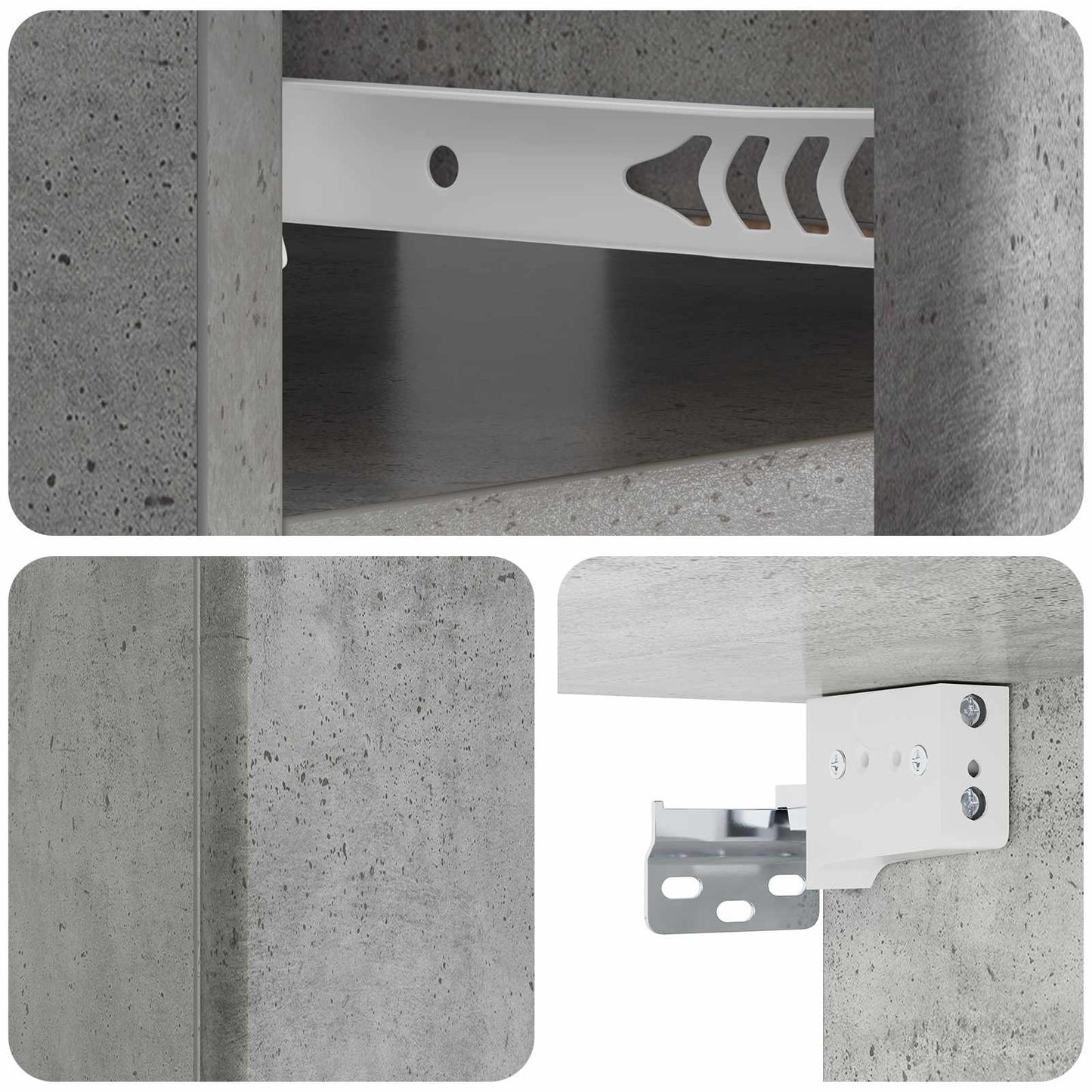 Wall-Mounted Bedside Cabinet with Drawer 2 pcs Concrete Grey