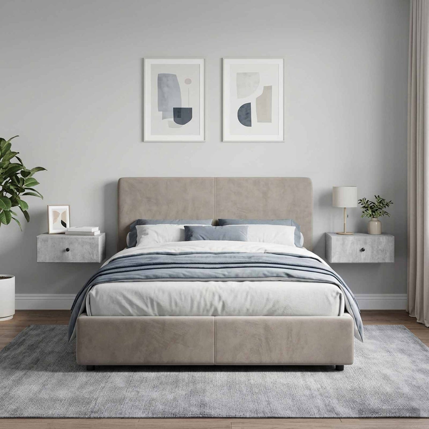 Wall-Mounted Bedside Cabinet with Drawer 2 pcs Concrete Grey