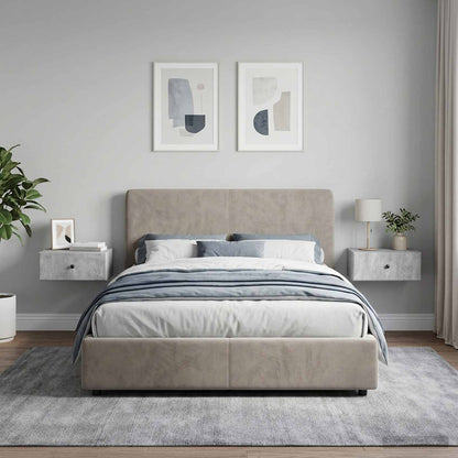 Wall-Mounted Bedside Cabinet with Drawer 2 pcs Concrete Grey
