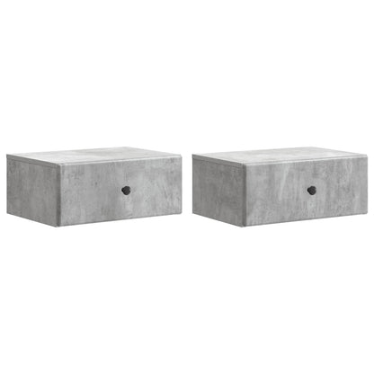 Wall-Mounted Bedside Cabinet with Drawer 2 pcs Concrete Grey
