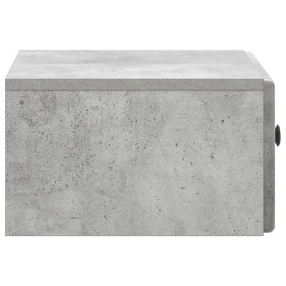 Wall-Mounted Bedside Cabinet with Drawer 2 pcs Concrete Grey