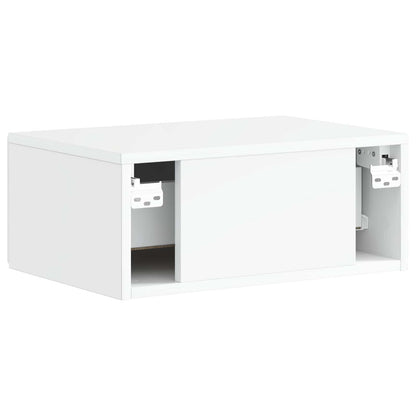 Wall-Mounted Bedside Cabinet High Gloss White 49 x 34.5 x 20 cm