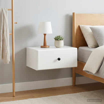 Wall-Mounted Bedside Cabinet with Drawer 2 pcs High Gloss White