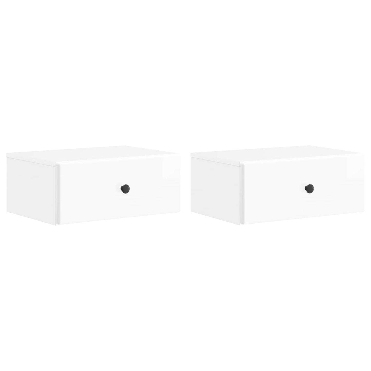 Wall-Mounted Bedside Cabinet with Drawer 2 pcs High Gloss White