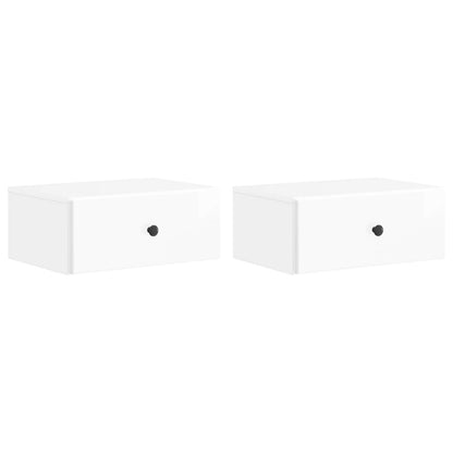 Wall-Mounted Bedside Cabinet with Drawer 2 pcs High Gloss White