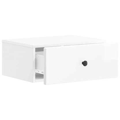Wall-Mounted Bedside Cabinet with Drawer 2 pcs High Gloss White