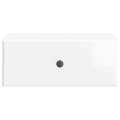 Wall-Mounted Bedside Cabinet with Drawer 2 pcs High Gloss White