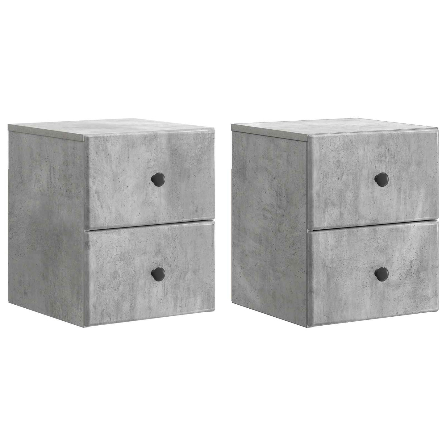 Wall-Mounted Bedside Cabinet with Drawer 2 pcs Concrete Grey