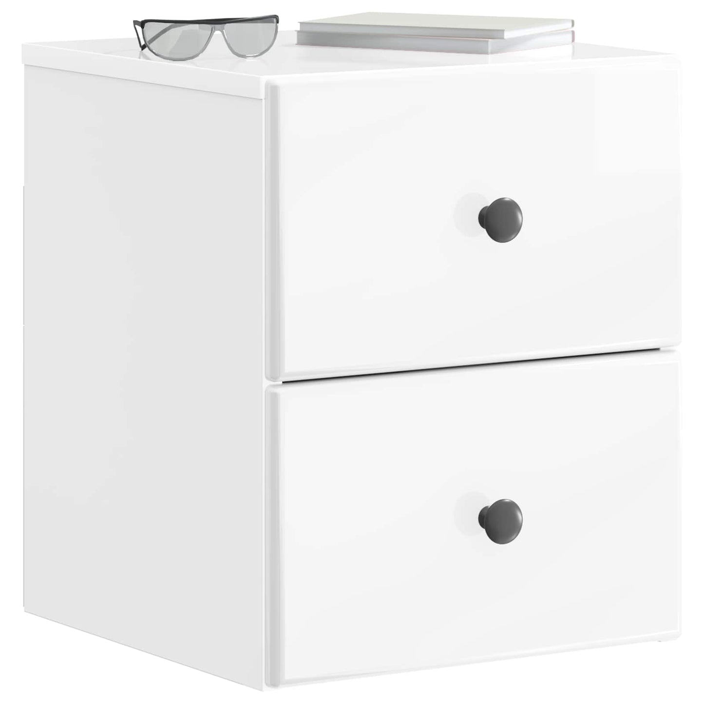 Wall-Mounted Bedside Cabinet High Gloss White 34.5 x 33 x 40 cm