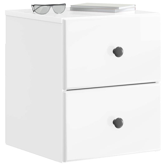 Wall-Mounted Bedside Cabinet High Gloss White 34.5 x 33 x 40 cm