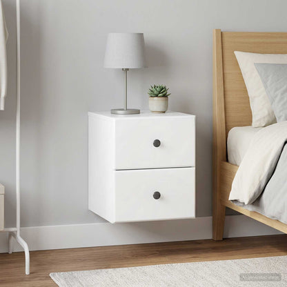 Wall-Mounted Bedside Cabinet with Drawer 2 pcs High Gloss White