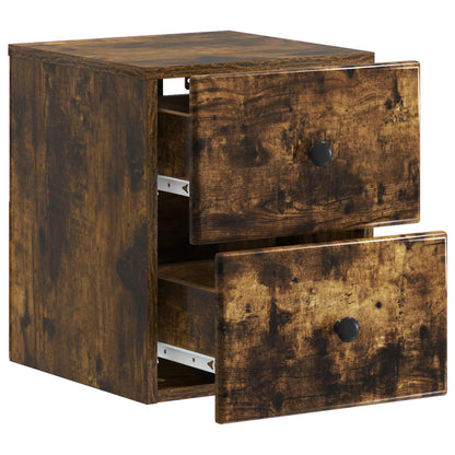 Wall-Mounted Bedside Cabinet 2 pcs Smoked Oak 34.5 x 33 x 40 cm