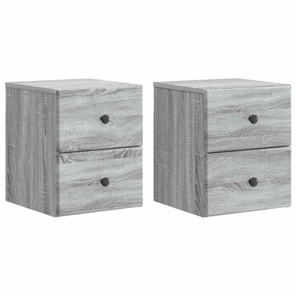 Wall-Mounted Bedside Cabinet 2 pcs Grey Sonoma Engineered Wood