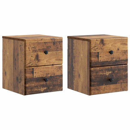 Wall-Mounted Bedside Cabinet 2 pcs Old Wood 34.5 x 33 x 40 cm