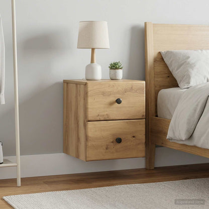 Wall-Mounted Bedside Cabinet 2 pcs Artisan Oak Engineered Wood