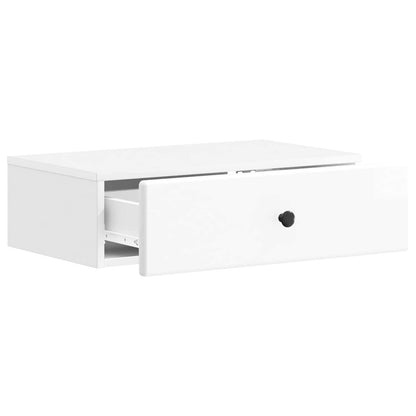 Wall-Mounted Side Table High Gloss White 59 x 34.5 x 17 cm