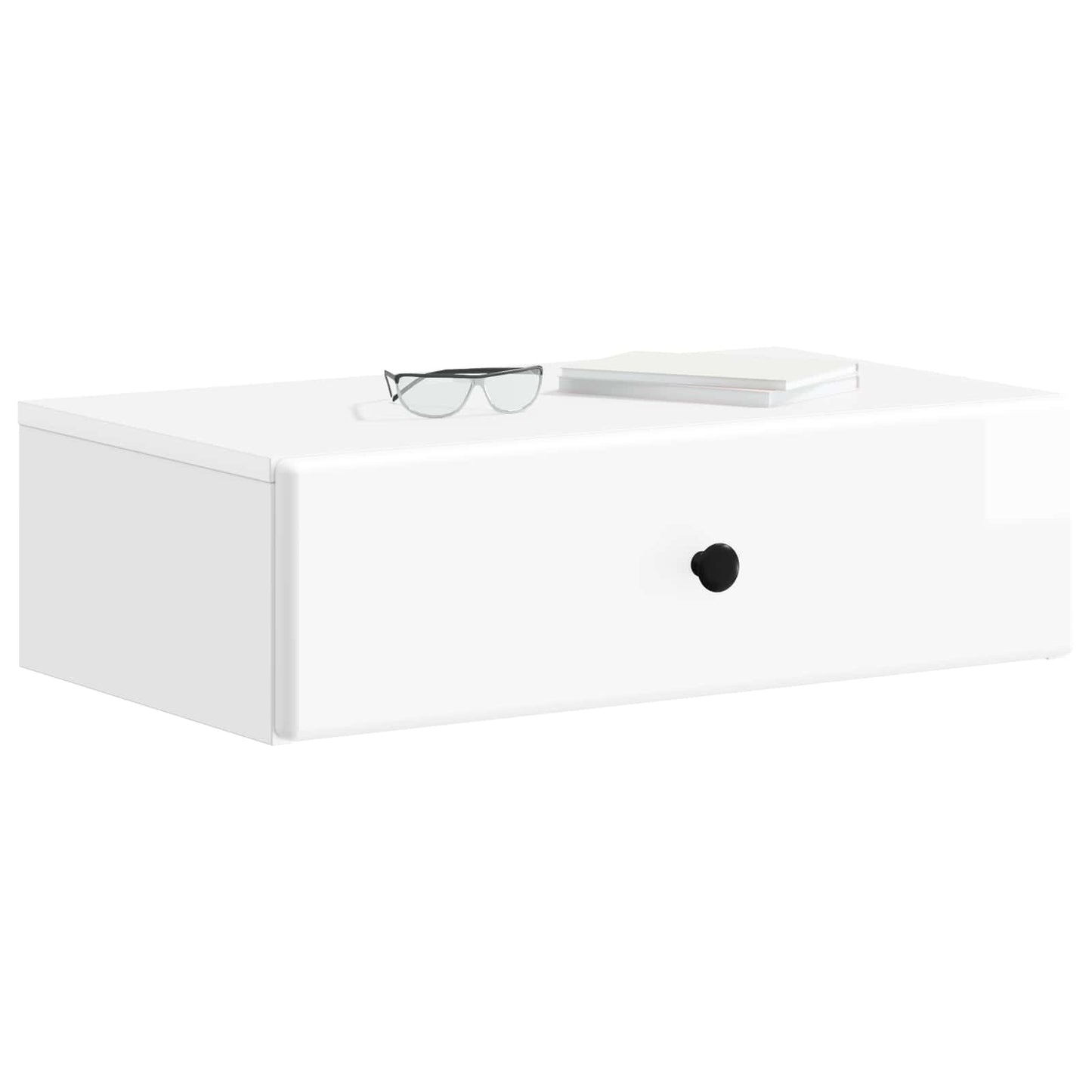Wall-Mounted Side Table High Gloss White 59 x 34.5 x 17 cm