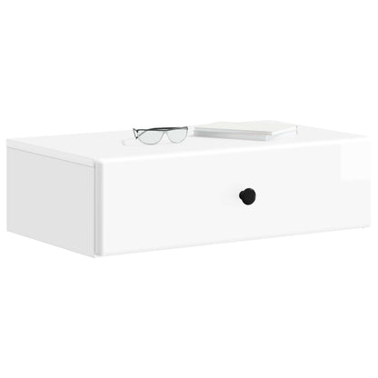 Wall-Mounted Side Table High Gloss White 59 x 34.5 x 17 cm