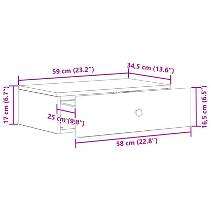 Wall-Mounted Side Table High Gloss White 59 x 34.5 x 17 cm
