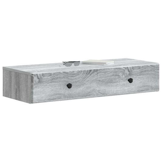 Wall-Mounted Side Table Grey Sonoma 87.5 x 34.5 x 17 cm