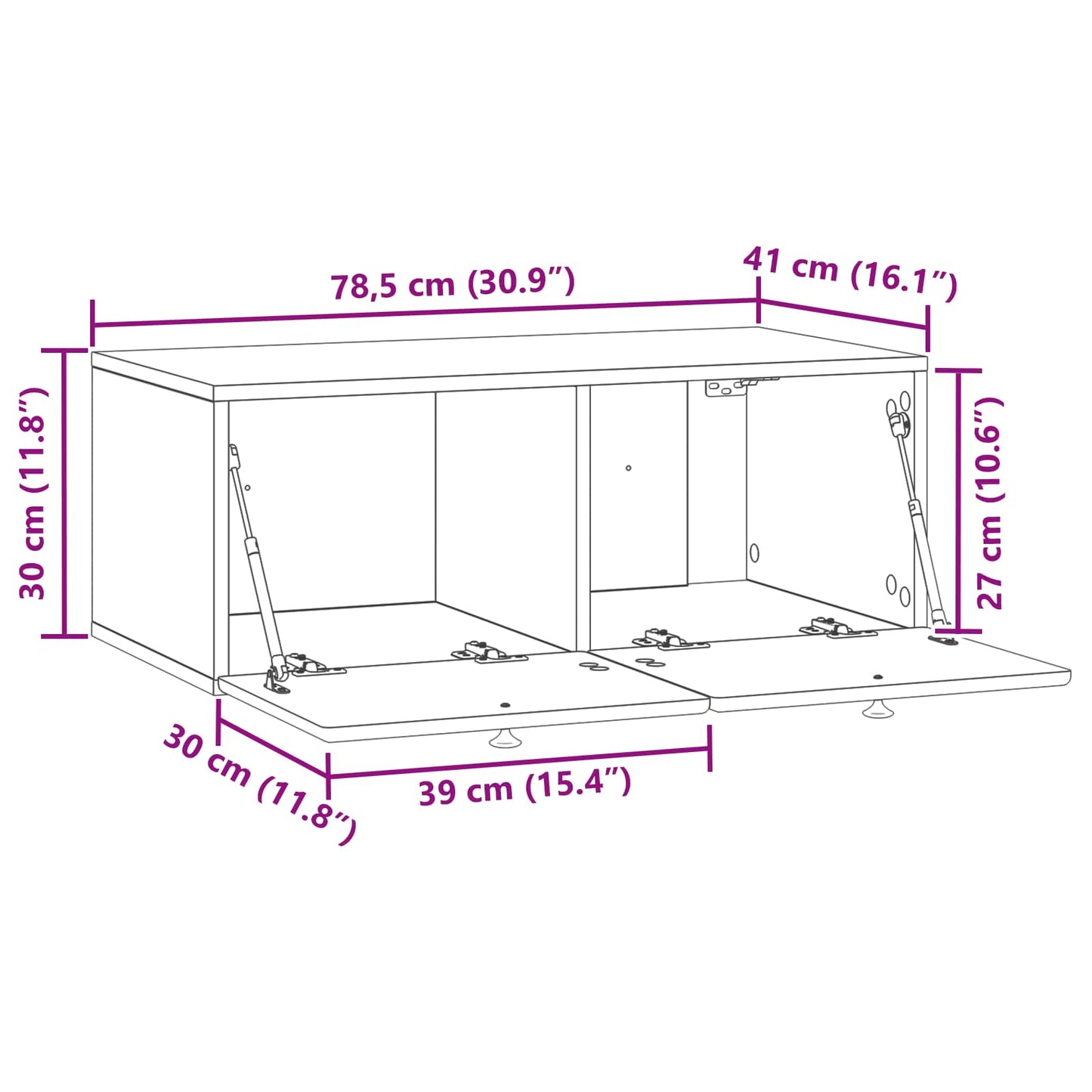 Wall-Mounted TV Cabinet 78.5 x 41 x 30 cm Artisan Oak
