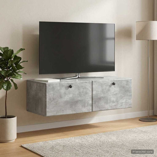 Wall-Mounted TV Cabinet 98 x 41 x 30 cm Concrete Grey