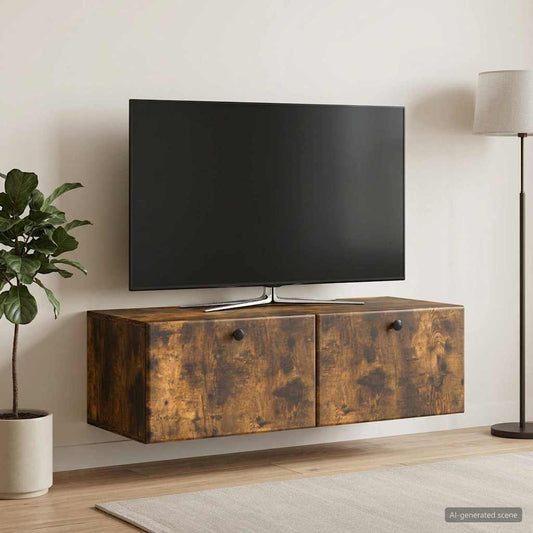 Wall-Mounted TV Cabinet 98 x 41 x 30 cm Smoked Oak