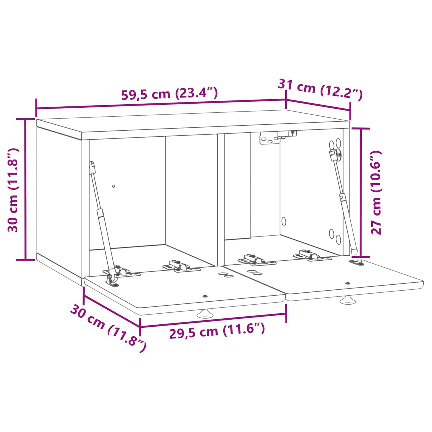 Wall-Mounted TV Cabinet 59.5 x 31 x 30 cm Sonoma Oak