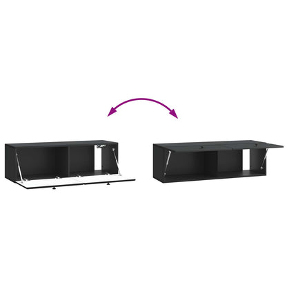 Wall-Mounted TV Cabinet 98 x 31 x 30 cm Black Engineered Wood