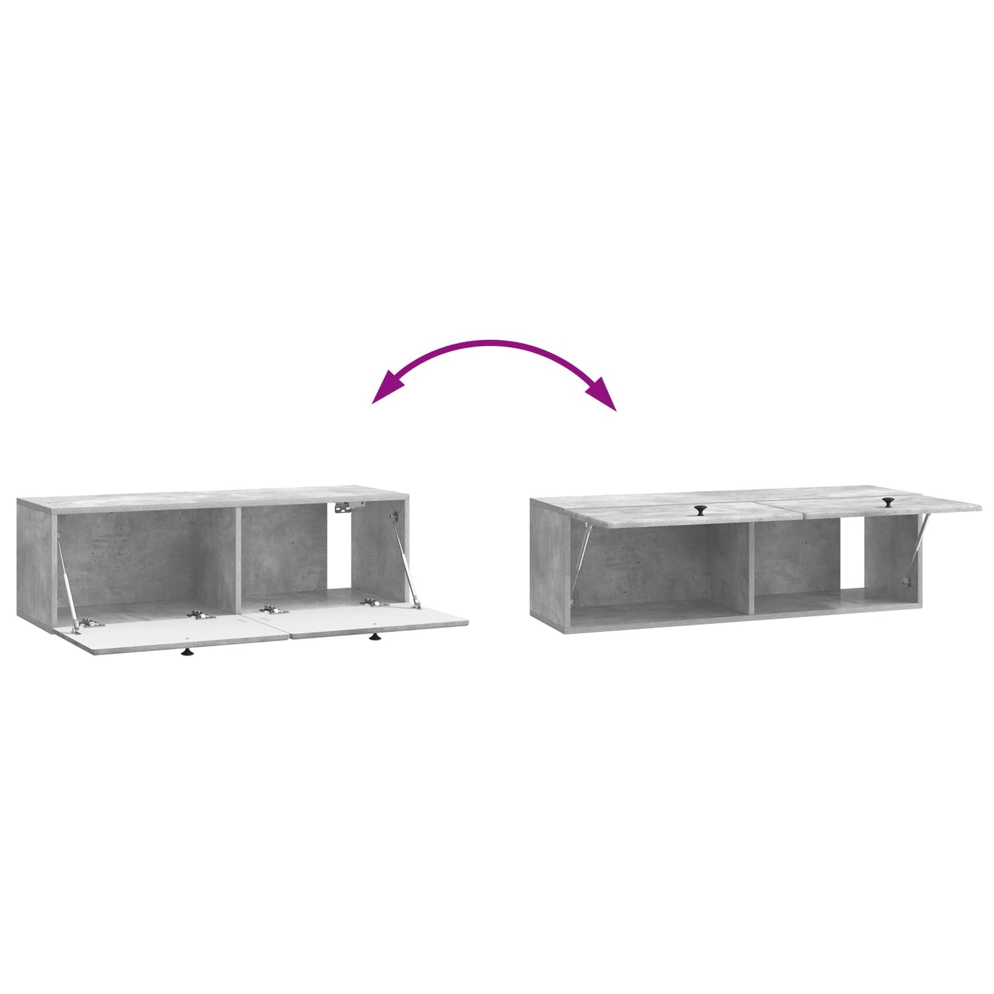 Wall-Mounted TV Cabinet 98 x 31 x 30 cm Concrete Grey