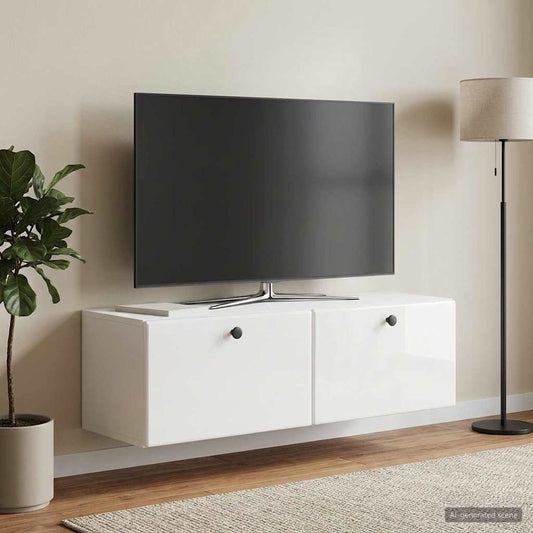 Wall-Mounted TV Cabinet 98 x 31 x 30 cm High Gloss White