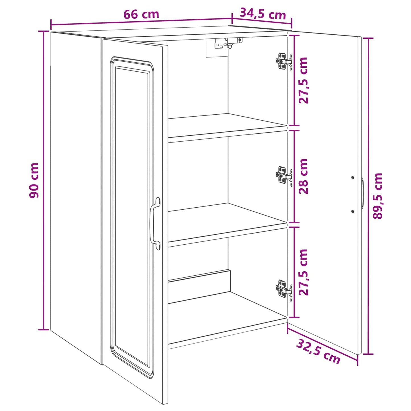 Wall-Mounted Cabinet 66 x 34.5 x 90 cm Engineered Wood Old Wood