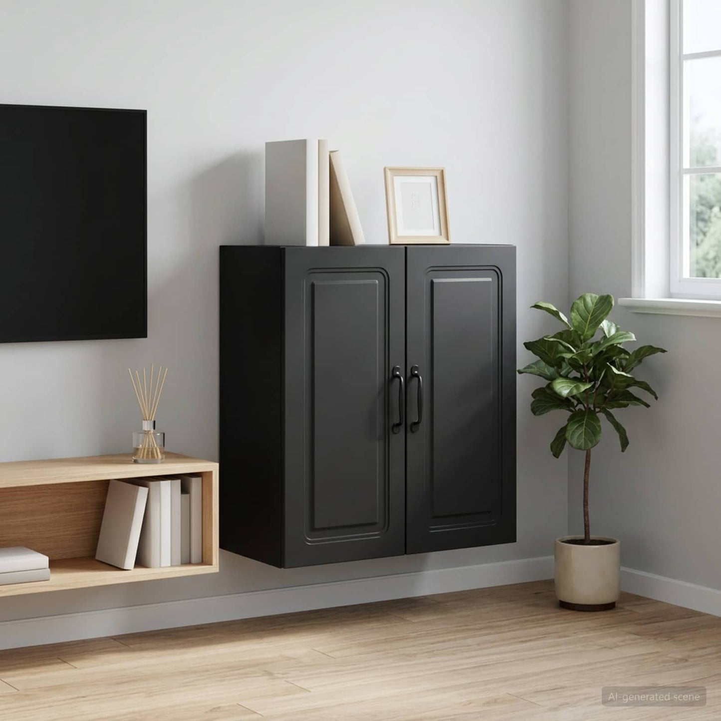 Wall-Mounted Cabinet 59 x 31 x 60 cm Engineered Wood Black