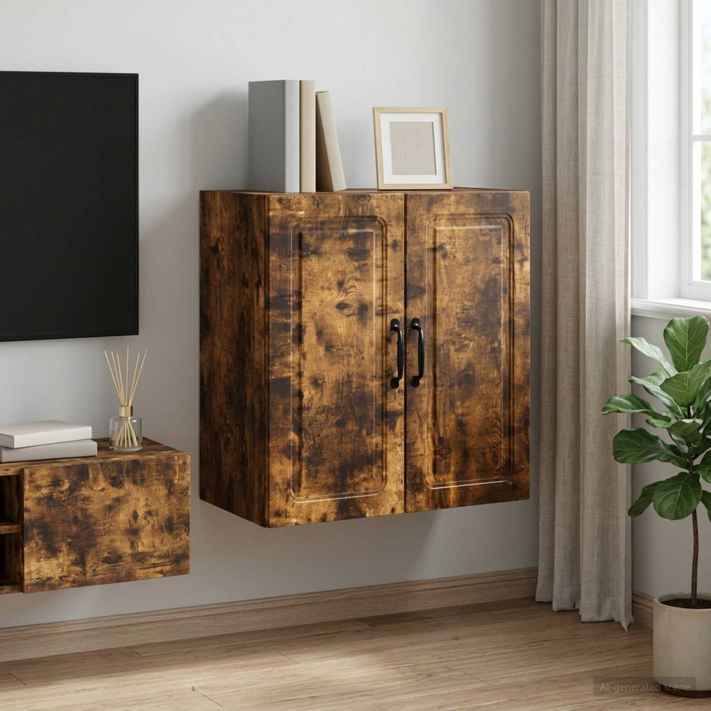 Wall-Mounted Cabinet 59 x 31 x 60 cm Engineered Wood Smoked Oak
