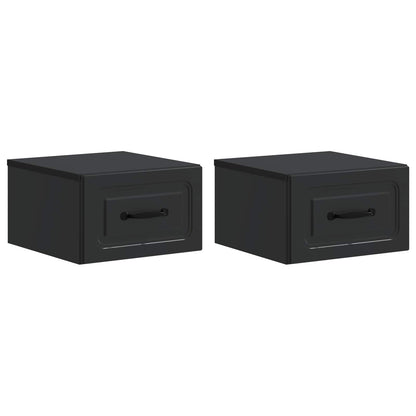 Wall-Mounted Bedside Cabinet 2 pcs Black 34.5 x 33 x 20 cm