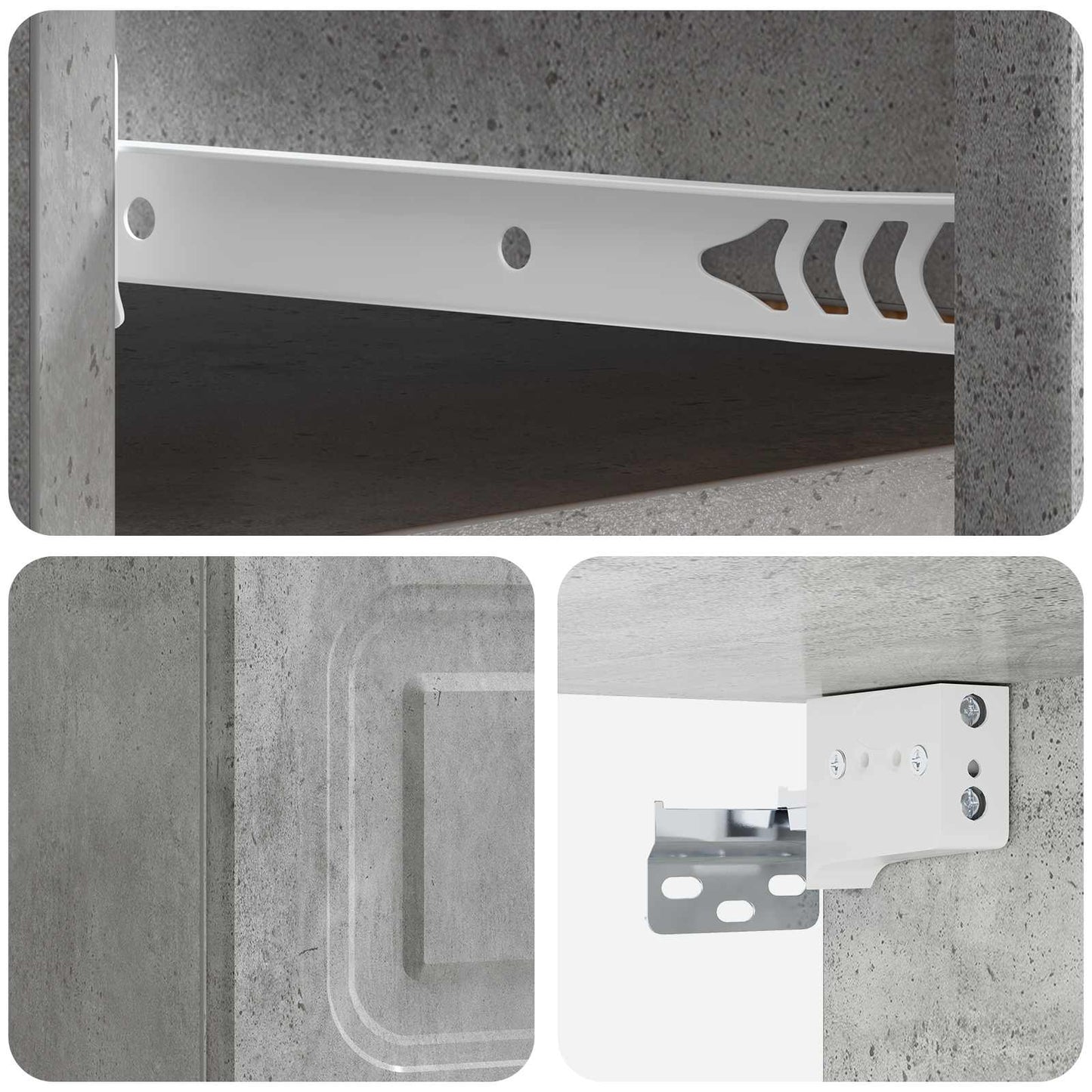 Wall-Mounted Bedside Cabinet with Drawer 2 pcs Concrete Grey