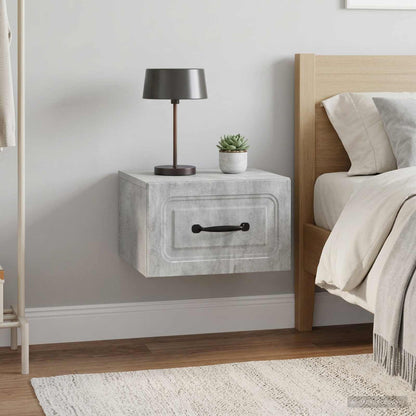 Wall-Mounted Bedside Cabinet with Drawer 2 pcs Concrete Grey