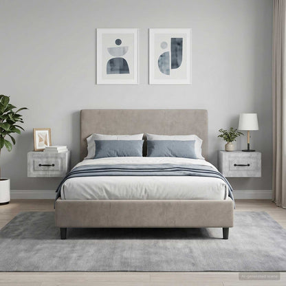 Wall-Mounted Bedside Cabinet with Drawer 2 pcs Concrete Grey