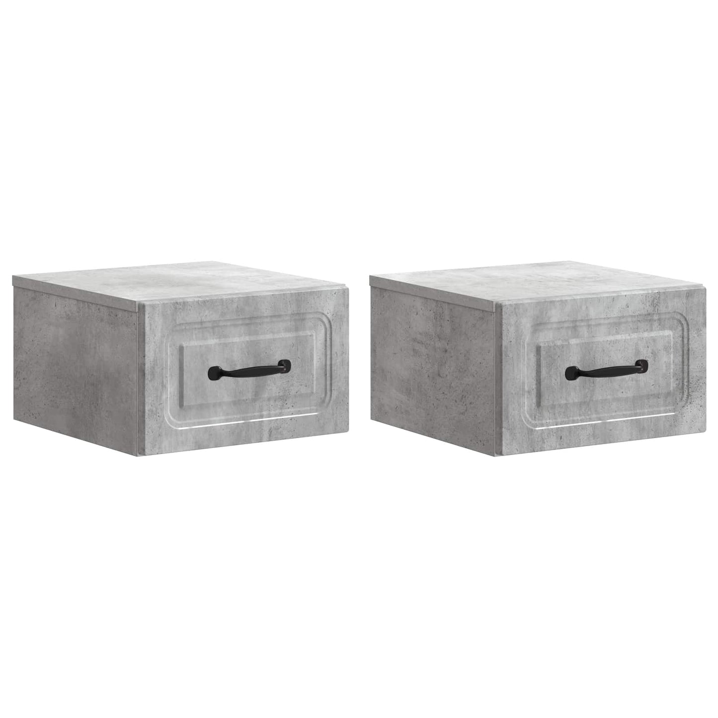Wall-Mounted Bedside Cabinet with Drawer 2 pcs Concrete Grey