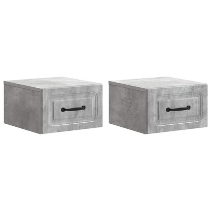 Wall-Mounted Bedside Cabinet with Drawer 2 pcs Concrete Grey
