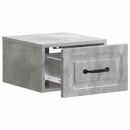 Wall-Mounted Bedside Cabinet with Drawer 2 pcs Concrete Grey